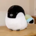 Cute fat bird plush toy, soft sparrow doll plushie, adorable animal cushion pillow for kids. - Small 30*40cm / Black and White
