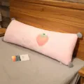 Pink long plush body pillow with strawberry and pom-poms for cozy bedroom bed decor. - Strawberry / 60CM