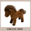 Simuliertes braunes Pferd Plüschtier süße Pony Stoffpuppe für Kinder und Foto Requisiten - 22cm / Dunkelbraun