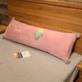 Pink long plush body pillow with cute cactus decor and sweet baby embroidery for bedroom bed cozy. - Cactus