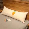 Long plush body pillow with carrot and pink pom poms for bedroom bed cushion decor - Carrot