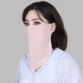 Ice silk sun protection face mask for women, lightweight breathable ear-hanging neck cover. - Pink