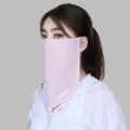 Roze ijszijde zonbescherming gezichtsmasker, ademende oorgehangen sluier voor buiten UV-bescherming. - Lichtpaars