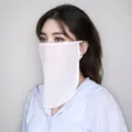 Ijszijde zonbescherming gezichtsmasker voor vrouwen, ademend oor hangende UV hoes. - Wit