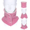 Roze dubbellaagse fleece nekwarmer voor de winter dikke warme sjaal voor heren en dames - Roze & beige (omkeerbaar)