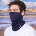 Summer breathable mesh sun protection face mask with ear loops for outdoor cycling and fishing. - Navy Blue