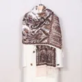 Etnische stijl paisley print sjaal voor vrouwen mode franjes omslagdoek stijlvol zacht - Beige