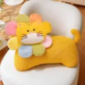 Cute flower cat plush pillow, soft yellow cute kitty cushion for bedroom dormitory decor gift. - Yellow Cat / 50cm