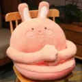 Cute pink rabbit plush chair cushion soft warm sofa seat pad for winter student home decor - Pink
