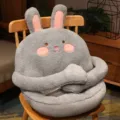 Cute grey rabbit plush chair cushion warm winter seat pad soft integrated sofa pillow - Gray