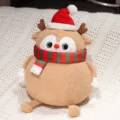 Süßes Weihnachtselch Plüschtier Kissen, weicher Rentier Stofftier mit Mütze für Festgeschenk. - Elch / 40CM