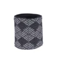Winter gevoerde gebreide nekwarmer voor dames en heren, zwart-grijs geometrisch patroon. - Zwart