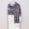 Etnische stijl kasjmier print dames sjaal boho mode franje omslagdoek voor lente - Wit