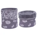 Winter gevoerde gebreide nekwarmer, grijze paisley print thermische sjaal voor koud weer - Grijs
