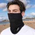 Masque facial de protection solaire d'été en filet noir cache-cou respirant pour vélo en plein air - Noir