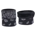 Winter gevoerde gebreide paisley nekwarmer sjaal voor heren en dames, zwart dik en warm. - Zwart