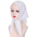 Wit strass hijab hoofddoek vierkant lichtgewicht hoofdbedekking modieus moslim religieus 70cm - Wit