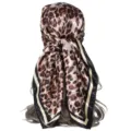 Classic leopard print silk square scarf for women, elegant 90x90cm fashion headscarf. - Leopard Black Border