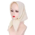 Beige vierkante hoofddoek voor vrouwen, lichtgewicht religieuze hijab en strass hoofddeksel stijlvol. - Beige