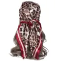 90x90cm Classic Leopard Print Silk Scarf Women Fashion Head Wrap Hair Scarf Neck Kerchief - Leopard Print with Red Border
