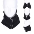 Verdikte dubbellaagse fleece nekwarmer voor de winter, zwarte thermische sjaal met drukknoppen. - Zwart & grijs omkeerbaar