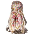 Elegante vierkante zijden sjaal met paisley-print voor dames, vintage satinsjaal 90x90cm. - 90x90cm / Khaki