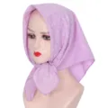Light purple floral rhinestone square scarf detail, lightweight breathable headwrap fabric. - Light Purple