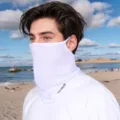 Summer breathable mesh sun protection face mask for outdoor cycling fishing neck guard UV proof. - White