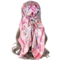 Roze bloemen paisley satijn vierkant sjaal haar dekking chique vrouwen hoofd wrap. - 90x90cm / Roze