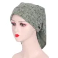 Floral print headscarf for women, lightweight cotton hair wrap, perfect for outdoor sun protection. - Dark Green