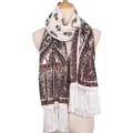 Etnische paisley print vrouwen sjaal boheemse franje lange sjaal lichtgewicht stijlvol accessoire - Broken Wit