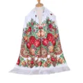 Retro bloemen print kwastjes sjaal detail weergave, elegante etnische stijl accessoire. - Wit