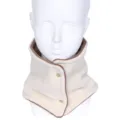 Caldo scaldacollo in pile invernale per uomo e donna, sciarpa termica morbida tinta unita. - Beige e khaki (reversibile)