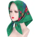 Groene bloemige vierkante sjaal vintage bloemenprint hoofddoek vrouwen 70cm stijl - Groen
