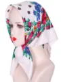 Traditional Russian floral headscarf, vintage ethnic square scarf for women stylish wear. - Off White