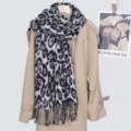 Klassieke grijze luipaardprint sjaal vrouwen herfst winter warme imitatie kasjmier - Grijze Luipaard