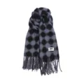 Grijs zwarte polkadot gebreide imitatie kasjmier winter sjaal met franjes en merklabel. - Blauw Ronde Stijl
