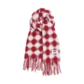 Chique rood-witte ruit winter sjaal met franjes, dikke warme imitatie kasjmier sjaal. - Rood Ronde Stijl
