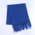 Blue fuzzy winter scarf with fringe, soft warm knitted shawl for women variant. - Solid Color: Klein Blue