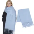 Hellblaue Winter flauschige Quastenschal warme dicke Oversize-Schal für Frauen draußen - Hellblau (Babyblau) / Über 175cm