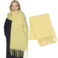 Damen einfarbig Winter warm Mohair Strick Schal Fransen dick gemütlich Mode Schal gelb - Zitronengelb / Über 175cm