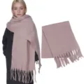 Winter dicker warmer einfarbiger Fransen Schal, stilvoller Mohair Strick Schal fuer Damen. - Khaki / Über 175cm
