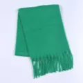 Green mohair fringe scarf winter warm thick knitted soft tassel scarf for women variant item - Solid Color: Marrs Green