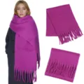 Damen Winter Einfarbig Mohair Schal Verdickt Warm Weich Großer Schal mit Fransen Neu - Dunkellila / Über 175cm