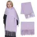 Damen Winter Verdickte Einfarbige Mohair Quasten Schal Großer Warmer Schal Lavendel - Hellviolett / Über 175cm