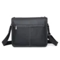 Men genuine leather messenger bag casual black business crossbody shoulder bag for daily use - Black