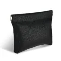 Monedero negro de cuero PU con patrón de lichi y cierre automático mini cartera - Negro