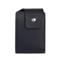 Schwarzer PU Leder Kartenetui mit Druckknopf Klappe, minimalistisches Mini Kartenetui. - Schwarz