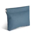 Monedero azul minimalista, cuero de microfibra con grano litchi duradero, cartera portátil. - Azul Denim