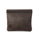 Monedero mini de cuero vintage crazy horse para hombre con clip de resorte metálico. - Café